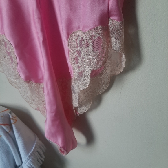 VTG 80s Victoria's Secret Teddy Nightie Lingeie Bodysuit Medium Pink chemise - Picture 5 of 8